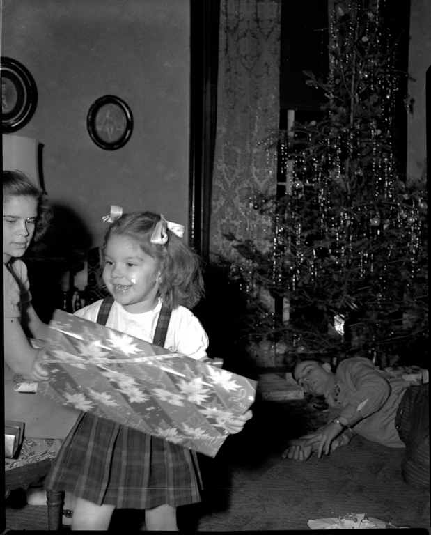 Christmas 1949 - Mildred Joy Redhead Gilchrist, Linda Jean Gilchrist, Keith Noel Gilchrist