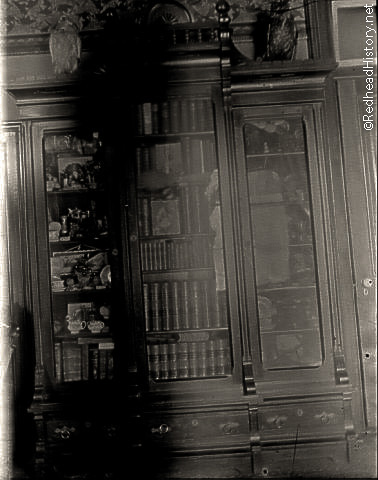 Bookcase in Library that was donated to the Historical Society and never displayed but given to the Governors Mansion.