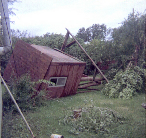 The end of an era.  Night of tornado in Ankeny.  Treehouse built by Keith Noel Gilchrist gracefully laid down in the perfect spot by nature.