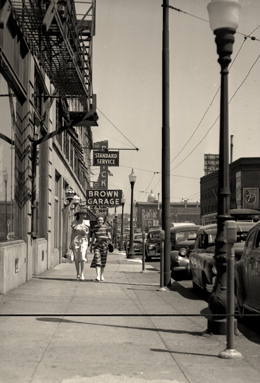 Ladies on Grand Ave  Greenwald Pharmacy across street where 7up sign is