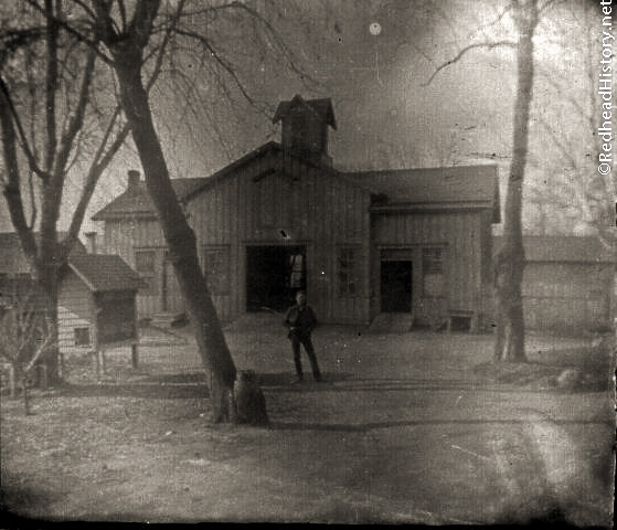 The Barn - built by an architect.  Middle door for carraiges, right for horses, left where "the guy" lived.  There was basement also with a low door on the back side so the cows could get in but not the horses.  Was lived in while the mansion was built.  When it was torn down it was thought a push from a bulldozer would do it - not so.  Much more of a job.