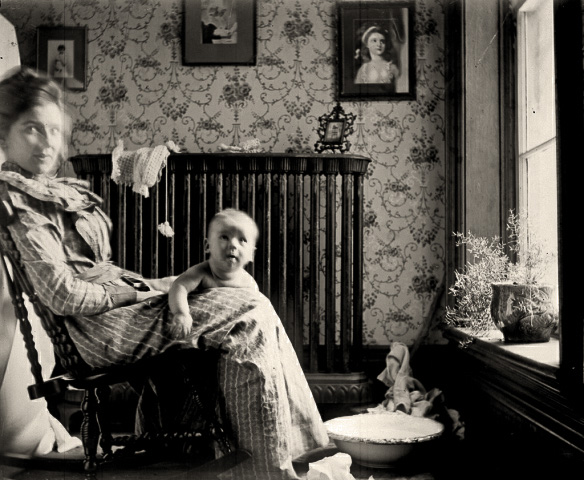 Jennie Squire Redhead and Herbert Henry Redhead in the sitting room outside the bedroom above the library